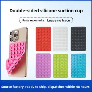 Double-Sided Silicone Phone Grip Silicone Double-Sided Suction Cup Phone Case Detachable Mount,  Sticky Phone Grip with Higher Suction Power , Hands-Free Phone Accessories Holder for Selfies and Videos,Black/White/Pink/Transparent Color