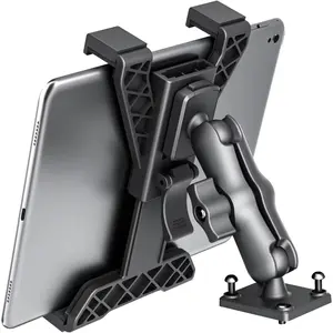 Heavy Duty Drill Base Tablet Holder for Trucks & Boats – Permanent Dashboard Mount for 7-11’’ iPad mini/Air/Pro – Anti-Shake Vibration-Free Navigation Mount for Wall, Desk, Commercial Vehicles