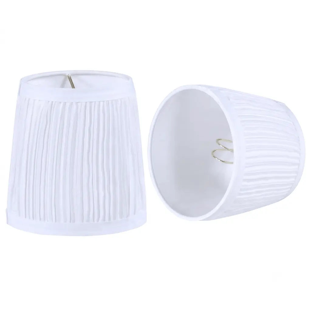 Aspen Creative Clip-On Lamp Shades,White Faux Silk,Set of 2