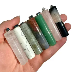 Cylinder Gemstone Pendant - Natural Cylinder Crystal Pendant