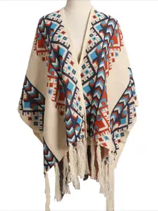 2025 autumn and winter new fashion women's clothing ethnic style versatile two wear medium and long knitted cardigan shawl Knitwear