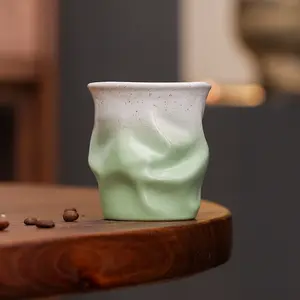 Z16. Vintage kiln-glazed ceramic mug | Unique irregular shape, large-capacity coffee cup
