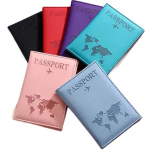 Leather Passport Cover - World Map Design, Available in Multiple Colors, Durable and Stylish Travel Accessory