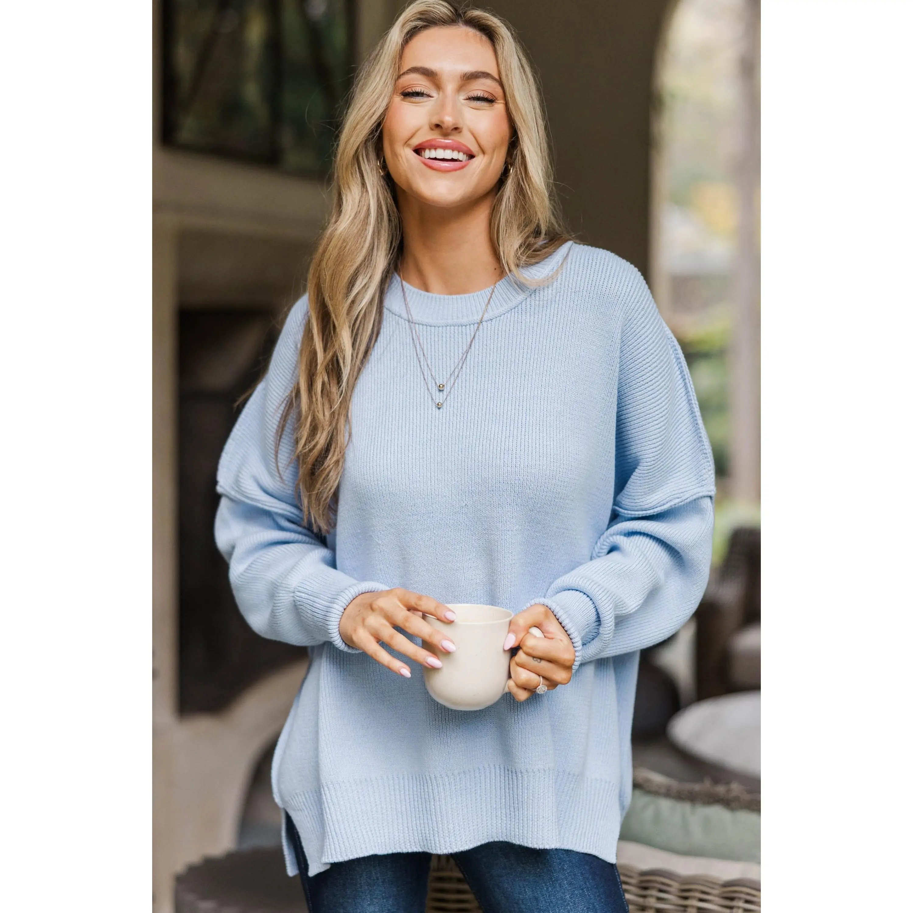 Give You Joy Light Blue Dolman Sweater