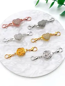 6pcs Heart Shaped Magnetic Clasps Magnetic Necklace Clasps and Closures, Locking Magnetic Jewelry Clasps, Magnetic Necklace Extender, Necklace Clasp Helper for Necklaces, Bracelets and Jewelry