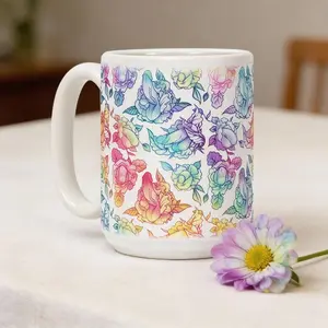 Floral Ceramic Coffee Mug with Funny Hidden Design, Adult Humor Gag Gift, Naughty Valentine Mug for Him or Her