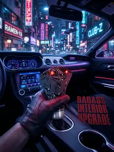 LED Snake Gear Shift Knob – Chrome Cobra with Glowing Red/Blue Eyes, 4 Flash Modes, Universal Manual Shifter for Most Cars (8mm & 10mm Adapters Included) – Badass Interior Car Decoration