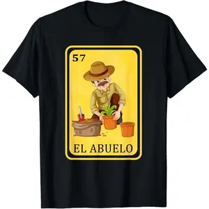 [100% Cotton] Funny Mexican Shirts, Spanish-Mexican Bingo Funny Gifts - El Abuelo T-Shirt Menswear Top Casual Classic Unisex Shirt, Cotton Fabric Round Neck Soft T-Shirt For Men And Women