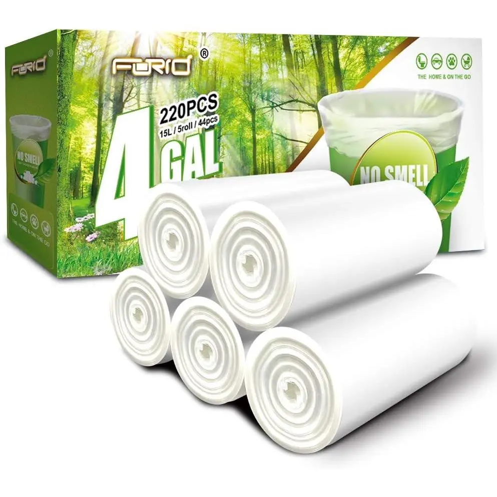 Clear small trash bags 4 gallon garbage bags wastebasket bin liners 220 count plastic trash bags for bathroom bedroom office trash can durable thick trash bag can liners
