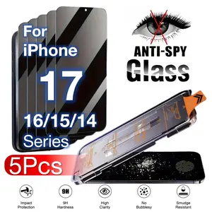 5-Pack Protective Screen Protectors for Apple iPhone 11–17 Series (Pro/Pro Max/Plus/Mini), Tempered Glass, Anti-Scratch Privacy, Easy-Install, Bubble-Free and Durable Accessories