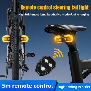 and LED Bicycle Light Strip USB Charging Wireless Remote Control Directional Tail Light Mountain Bike Warning Lamp Night Equipment