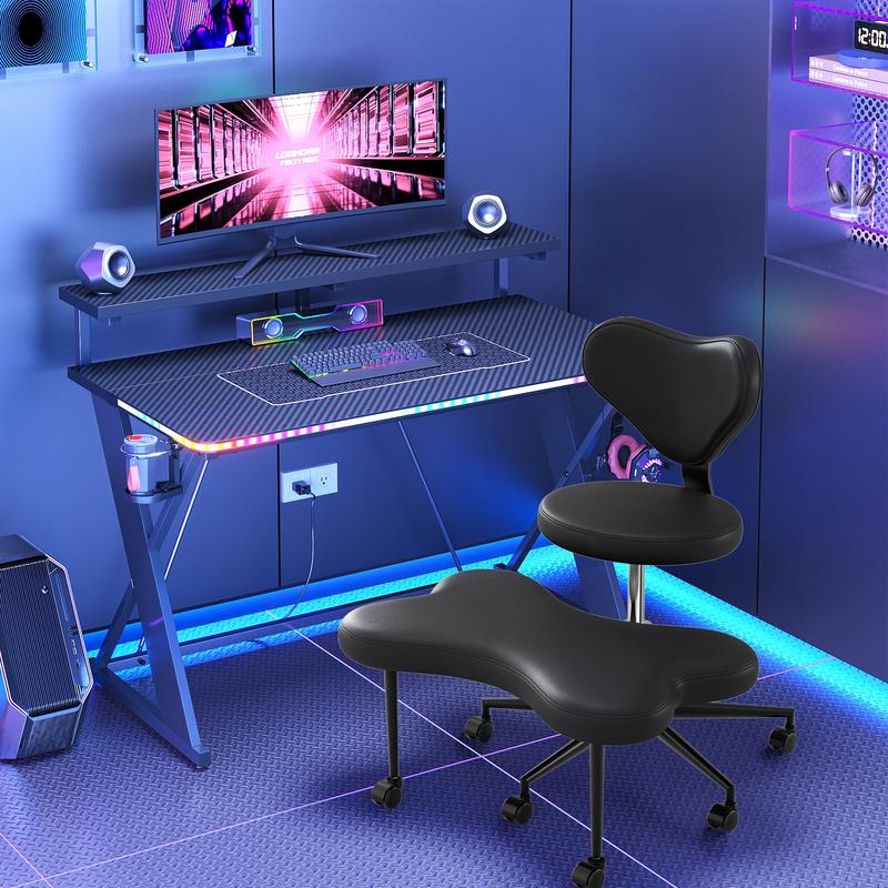 【Deal】Nost & Host Ergonomic Cross Legged Chair, 360° Swivel Meditation Chair with Wheels, Height Adjustable Seat for ADHD, Strong Lumbar Support, Chic Home Office Furniture