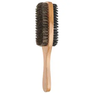 Double-sided Hair Brush, 1 Count Natural Wooden Handle Beard Brush, Styling Brush, Hair Care & Styling Tool, Heatless Styling Tools, Hair Care Comb, Detangling Hairbrush