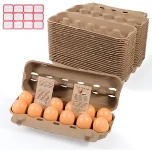 24-Pack Bulk Empty Egg Boxes for Storage, 12 Natural Pulp Reusable and Sturdy Design (Egg Storage Containers)