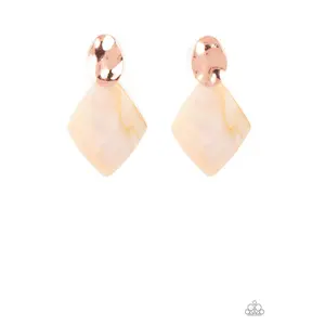 Alluringly Lustrous - Copper Iridescent Shell Post Earrings