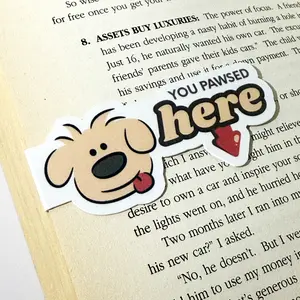 Magnetic Bookmark with Adorable Dog Design "You Pawsed Here" Holographic Perfect for Book Lovers and Dog Enthusiasts