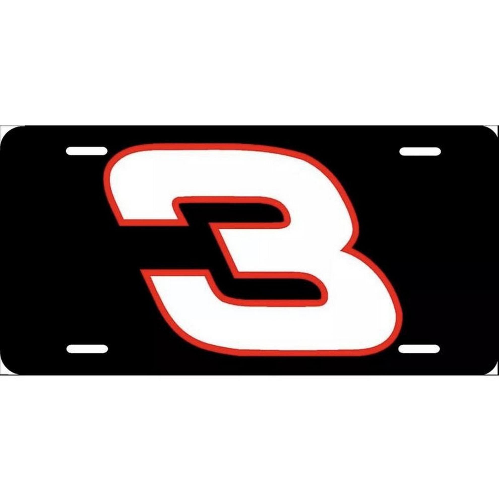 Dale Earnhardt #3 NASCAR Legend Novelty License Plate Black Aluminum Vanity Tag 6x12 Inch