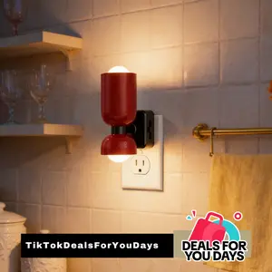DORESSHOP Red Dopamine Mood Night Light, Night Lights Plug into Wall, Uplifting Glow for Bedroom & Kids, Dusk to Dawn Dimmable Nightlight, Modern Metal Red Nightlight