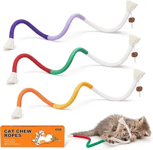 Potaroma Cat Toys Chew Ropes 3Pcs with Refillable Natural Catnip, Safe Teeth Cleaning Toy for Indoor Kittens, Interactive Cat Nip Kitty Toys for All Breeds 19.5 Inches