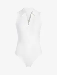 Neoprene Sleeveless V-Neck Polo Bodysuit