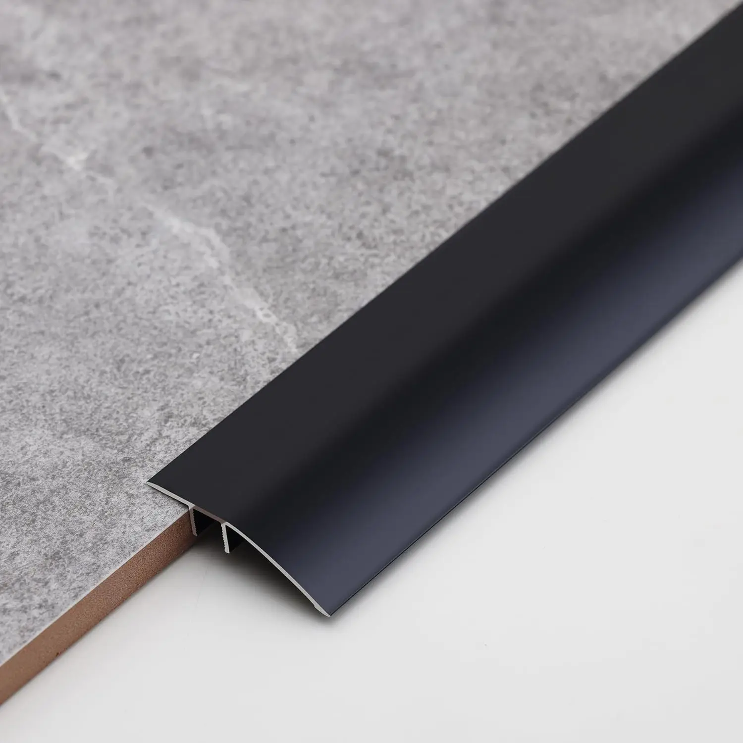Floor Transition Threshold Strip, Bridge The Height Gap Between 0.2 to 0.5 inches for Doorway Ramp Tiles Laminate Planks (35.4in x 1.7in, Matte Black)