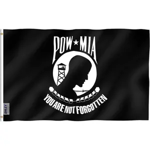 Fly Breeze 3x5 Foot POW MIA Flag - Vivid Color and Fade proof - Canvas Header and Double Stitched - You are Not Forgotten Prisoner of War Flags Polyester with Brass Grommets 3 X 5 Ft