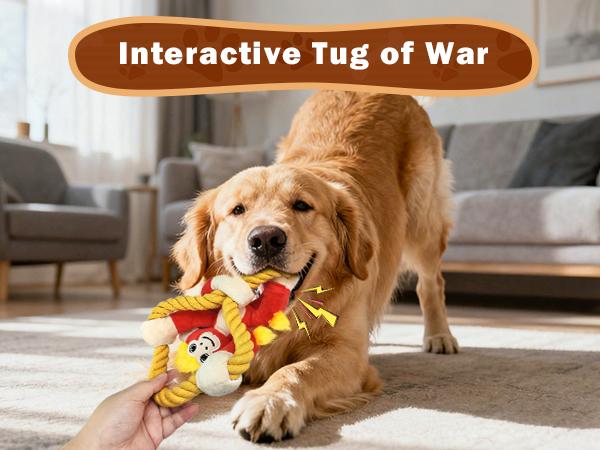 Pull-String Monkey, an Interactive Barking Dog Toy Featuring a Pull Cord, Designed for Tugging by Large Dogs, a Plush Chew Toy for Puppies, Promotes Dental Health, And Is Appropriate for Small, Medium, And Large Dogs