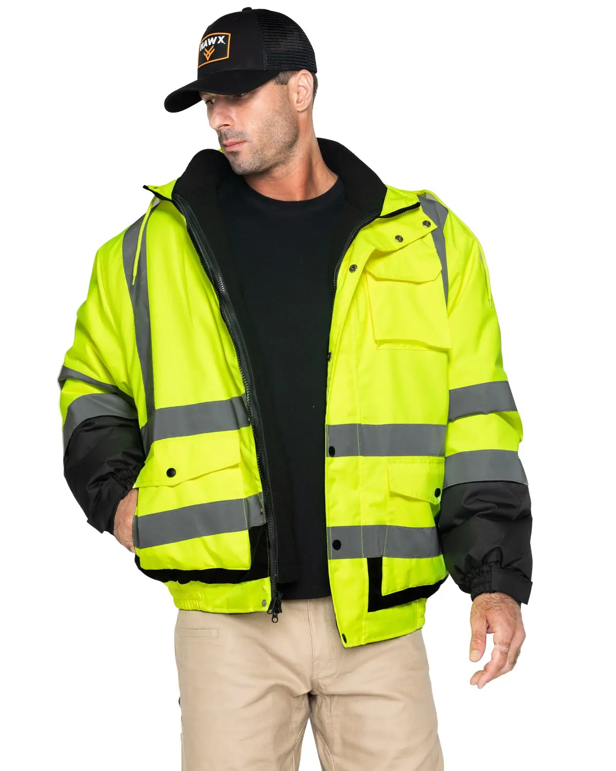 Hawx Men's Men'S High-Visibility Bomber Work Jacket Tall - Hhv02-Ylw-Tll
