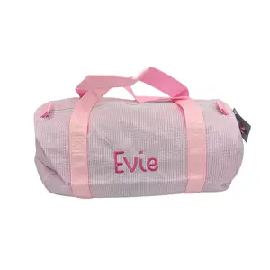Medium Duffle Bag - Pink Seersucker