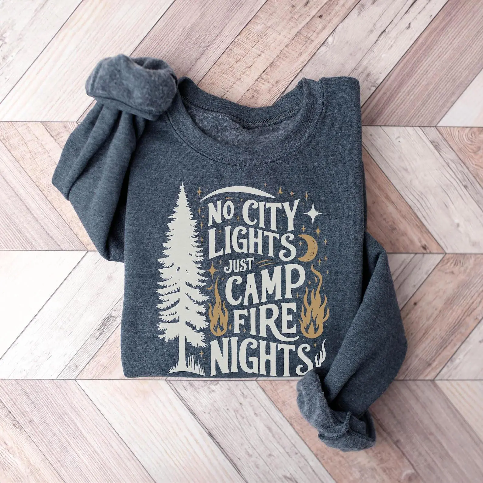 No City Lights Just Camp Fire Nights Sweatshirt, Camping Sweatshirt, Camper Sweatshirt, Camp Lover Gift, Camping Gifts, Family Camping Shirt