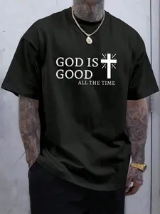 'Graphic T-Shirt' "GOD IS GOOD ALL THE TIME" Slogan & Cross Print | Faith Streetwear Aesthetic | Unisex OOTD Essential | TikTok Viral Y2K Casual Daily Wear Statement Tee for Men Women 2026 Spring New Drop
