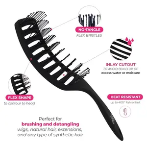 Milano Collection Women's & Men's Wet & Dry Detangler Brush For Styling Wigs & Curly, Straight or Wavy Natural Hair, Gentle Detangling Hair Brushes wide bristle design untangles hair like a Pro