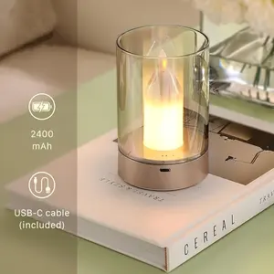 1pc USB Rechargeable LED Candlelight Table Lamp with Motion Sensor – Cordless, Dimmable, Flameless Design for Bedroom, Living Room, and Coffee Shop Decor, Perfect Holiday Gift for Christmas, Thanksgiving, or Mother'S Day, Candlelight Lamp