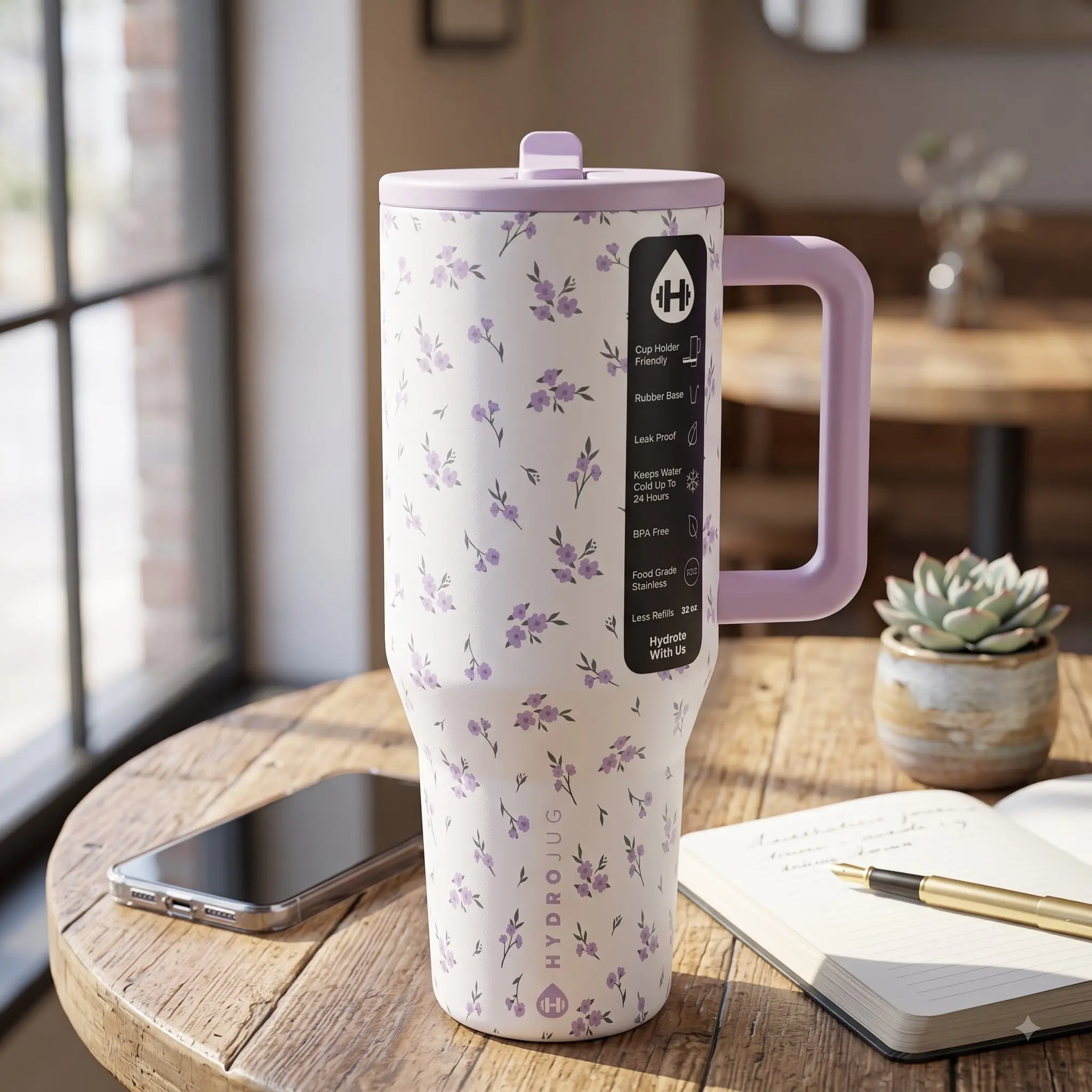 HydroJug Traveler Tumbler - Limited Edition 32/40OZ Insulated Stainless Steel Thermal Mug for Travelers - Stylish Drinkware