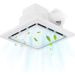 TEPU Exhaust Fan with Light 144 CFM, 11.8In Grille, Housing 9.8" x 9.8", Duct 4 Inch, 1.0 Sone Quiet Bath Ceiling Vent Fan Combo with 6500K 1200LM LED Light, for, Laundry, Shower