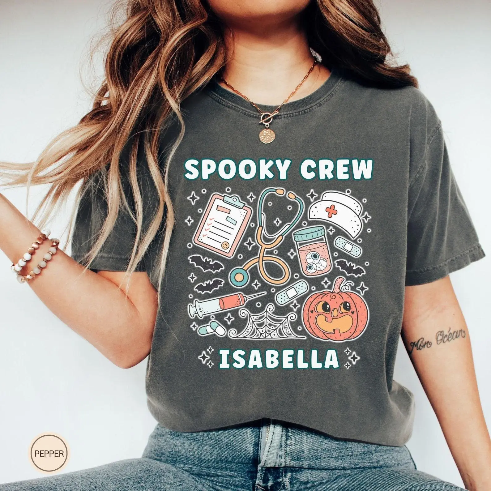 Custom Medical Comfort Colors Halloween Shirt Physician Assistant Tshirt Medical Assistant Spooky Nurse Practitioner ICU Nurse Apparel