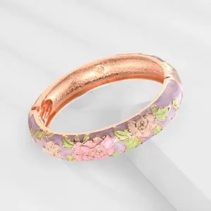 Lilac Lotus Indian Bangles 15mm - Rose Gold-Tone with Floral Design Jewelry Accessory for Everyday Wear boho trendy Bracelet