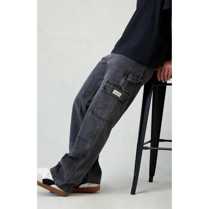 Pacsun Men's Dylan Baggy Jeans Cargo Carpenter Faded Black