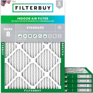 Filterbuy 19.5x22x1 Air Filter (5-Pack), Pleated MERV 8 Dust Defense HVAC AC Furnace Air Filters (Actual Size: 19.50 x 22.00 x 1.00 Inches)