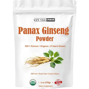 Organic Korean Panax Ginseng Root Extract, 200:1 Powder Root Extract, Maximum Strength, 170 g (6oz), 1 Gram Per Serving, with Active Ginsenosides