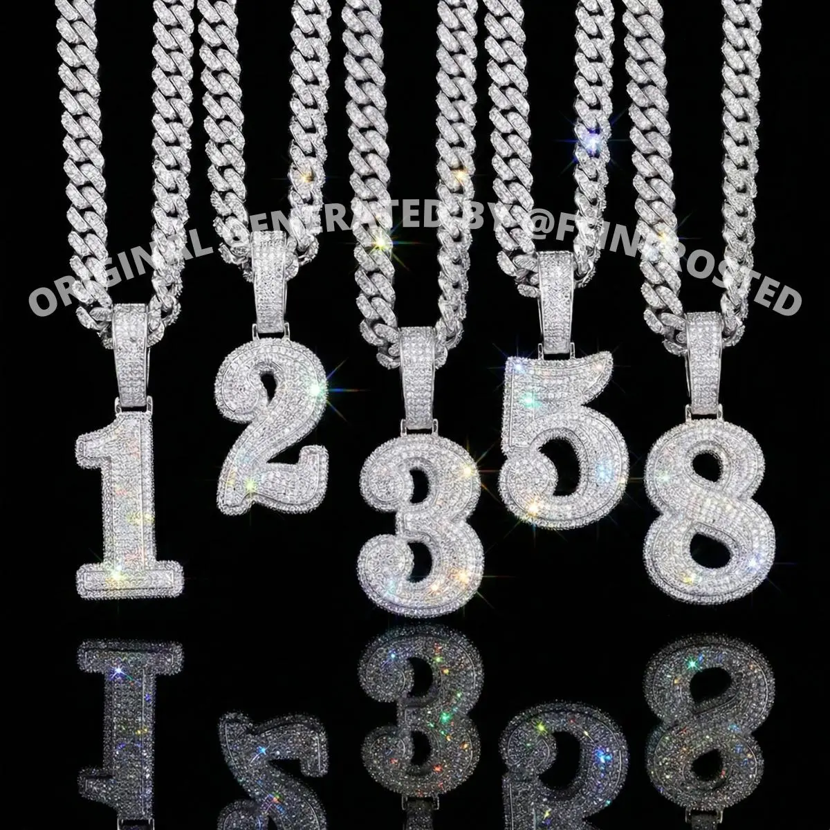 Icedout HipHop Number Pendant Jewelry for Gifts Streetwear Fashion Party Street Outfit Accessories Presents