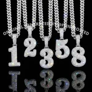 Icedout HipHop Number Pendant Jewelry for Gifts Streetwear Fashion Party Street Outfit Accessories Presents