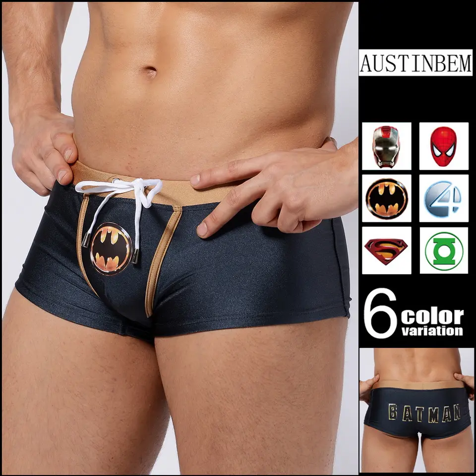 BELY Fashion Superhero Men’s Swim Trunks – Export-Grade Flat-Front Design