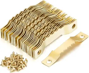 YHYZ Sawtooth Picture Hangers Bulk (Small ), 30Pcs Gold Sawtooth Hangers / Hooks with 60Pcs Screws, for Picture Frame Painting Photos Artwork Clock Home Decoration (30 Sets, Small)