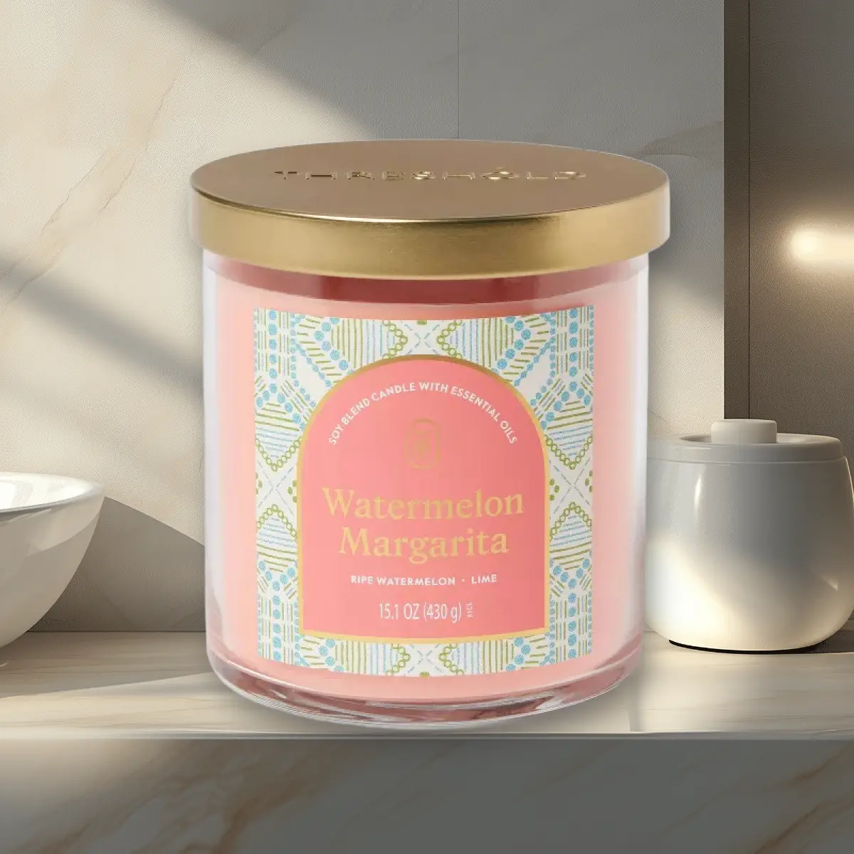 Threshold 2-Wick Glass Jar Candle,Blushing Amber,21.5oz,Trending Scented Candles,Long Burning,TikTok Hot Sale,Aromatherapy Decor,Warm Scent