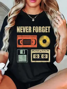 100% Cotton Never Forget Audio Cassette 70s 80s 90s Funny Gift Shirt T-Shirt