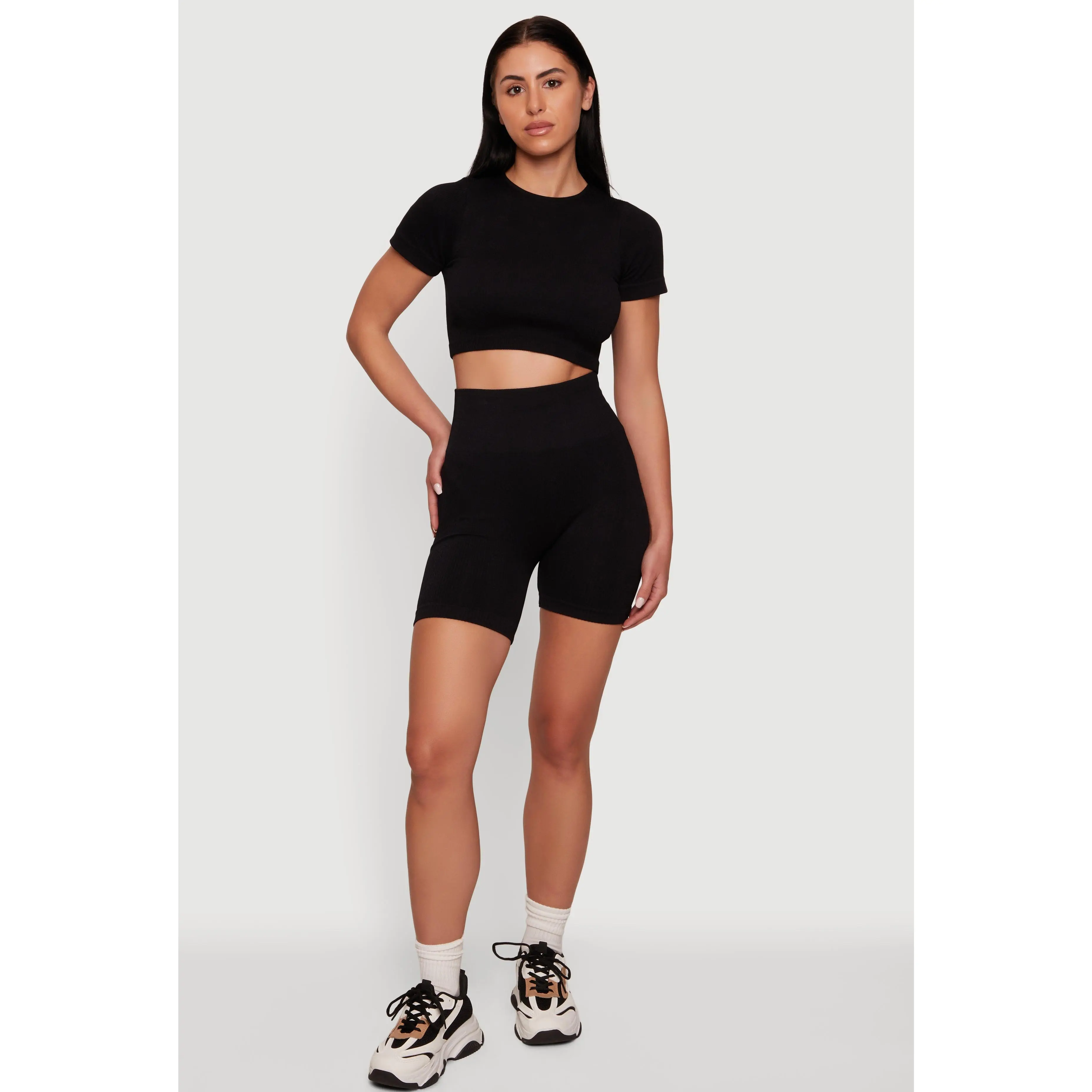 Seamless Compression Rib Knit Shorts