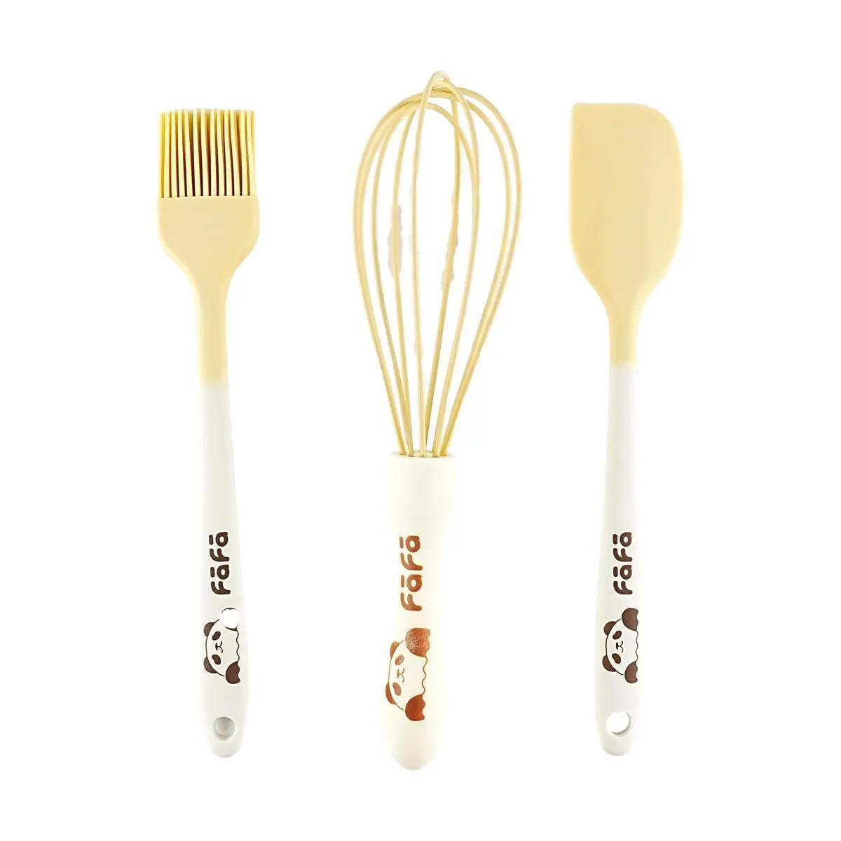 KawasiMaya 3-Piece Baking Tool Set - Silicone Pastry Brush, Dough Scraper, and Egg Whisk for Home Kitchen DIY Baking