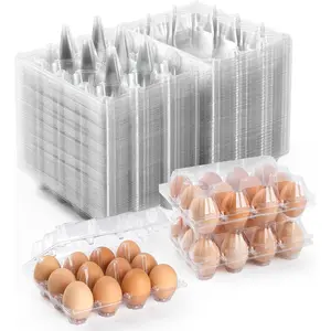 65 Pack Egg Cartons  Bulk 12 Count,Clear Plastice Bulk Egg Cartons for Chicken Eggs, Egg Carton for Family,Chicken Farm,Markets Display - Egg Holder, Egg Containers for Fresh Eggs