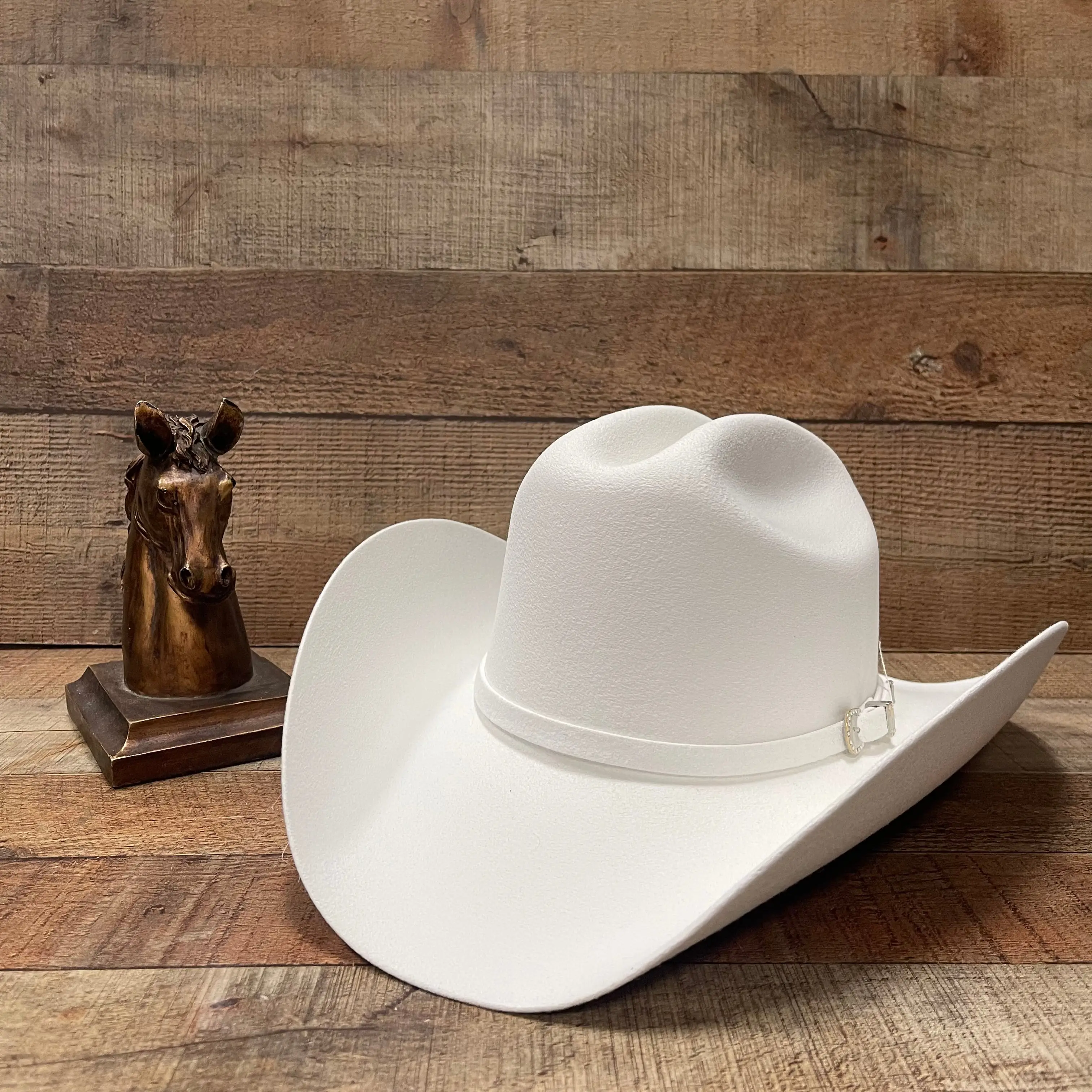 Unisex Western Cowboy Cowgirl 100X Wool Felt Hat White Taco Crown Handmade in Mexico Estilo Sinaloa